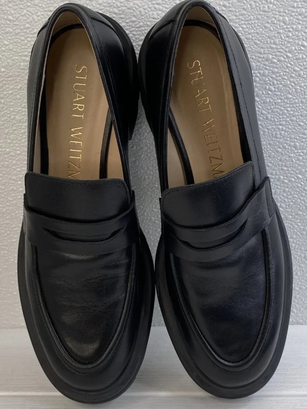 Stuart Weitzman Soho Loafer Women's Size 7.5 Black Leather Platform